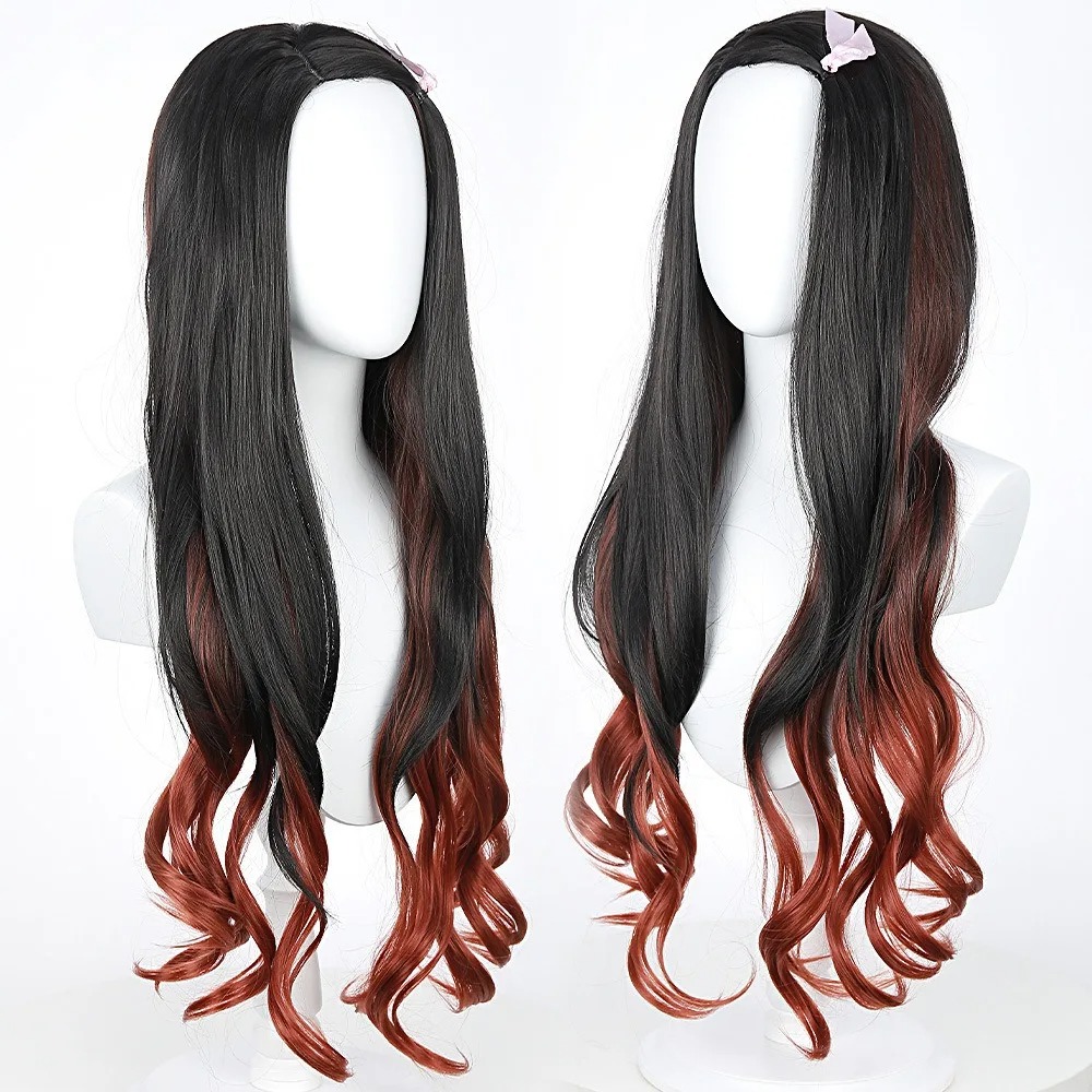 Black Dark Red Gradient Color  - đánh giá và giá Anime Cosplay Long Black Hair