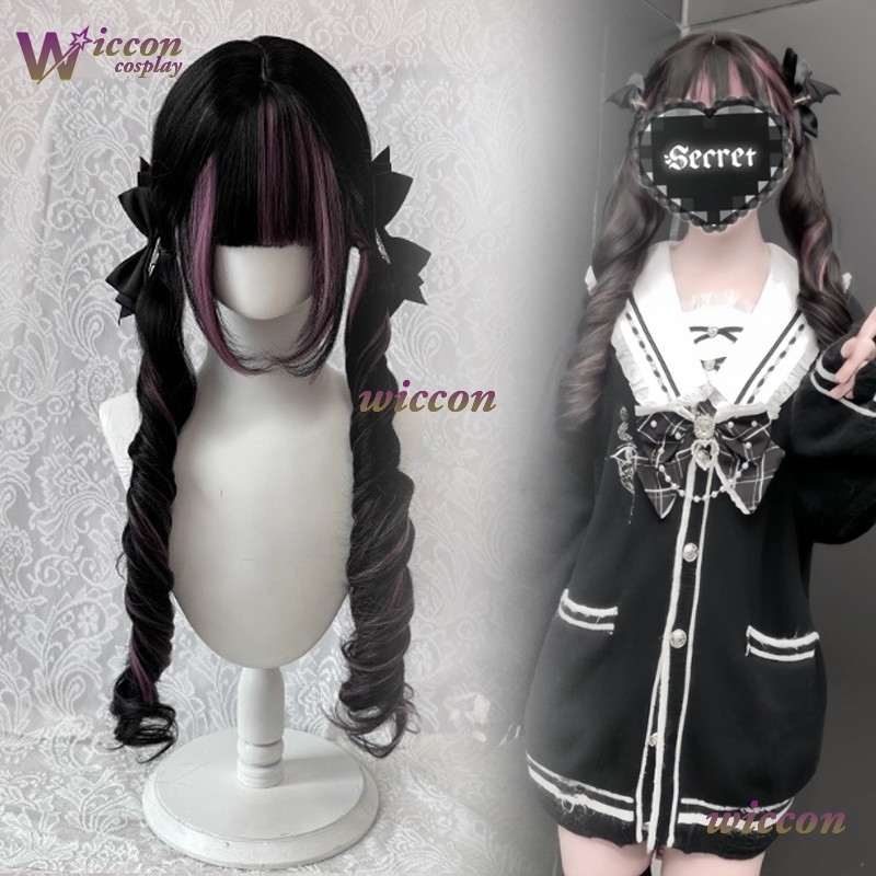 Comic ‌Black Wig with Pink Cos - đánh giá và giá Anime Cosplay Long Black Hair